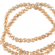 Faceted glass beads 2mm round Creamrose peach-pearl shine coating